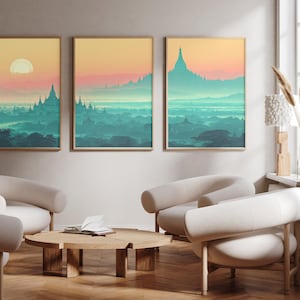 Mandalay | Hsinbyume Pagoda - Set of 3 - photo print posters - Travel art print - Set of three wall art - Myanmar - Burma