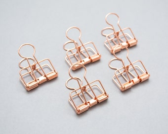 Rose Gold Binder Clips Set: Planner, Journal, Office Stationery