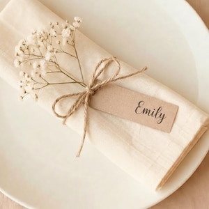 麻ひも付きパーソナライズギフトタグ、ギフトタグ、カリグラフィーネームタグ、ウェディングクラフトタグ、ブラウンクラフトタグ