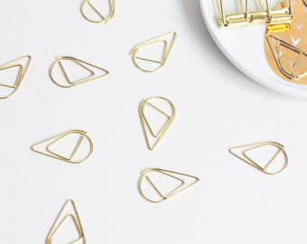 Gold Teardrop Paper Clips: Planner Accessories, Scrapbook Clasp