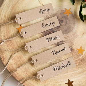 Etichette regalo personalizzate con spago, Etichette bomboniere, Etichette con nome calligrafico, Etichette Kraft per matrimonio, Etichette Kraft marroni