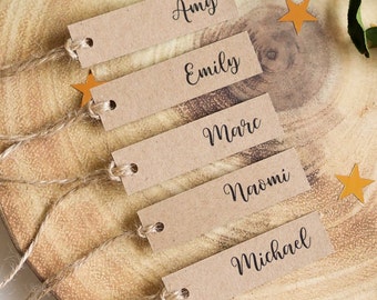 Personalised Gift Tags With Twine, Favour Tags, Calligraphy Name Tags, Wedding Kraft Tags, Brown Kraft Tags