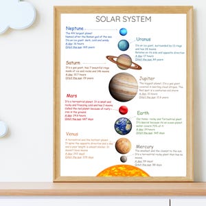 Sonnensystem Poster, Lernposter, Planet Poster, Lernposter, Montessori Poster, Lernposter Kleinkinder, Wissenschaft Poster, Sonnensystem Druck