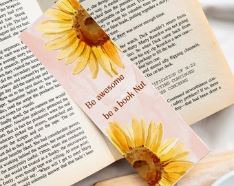 Printable floral bookmark, Quote bookmark, motivating bookmark, special bookmark, flower bookmark, digital bookmark, sunflower bookmark