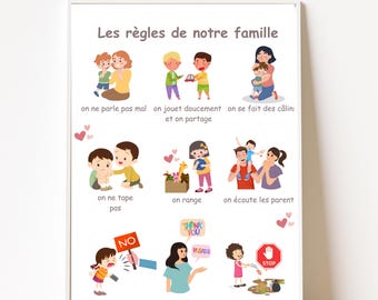 FRANCH Family Rules For Kids, House Rules Franch, Family Rules, Home Values, raising kids values, house rules poster, Franch Poster Kids