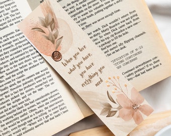 Printable bookmark, Quote bookmark, motivating bookmark, special bookmark, floral bookmark,digital bookmark, printable bookmark