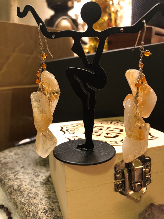 Rutilated quartz hook earrings