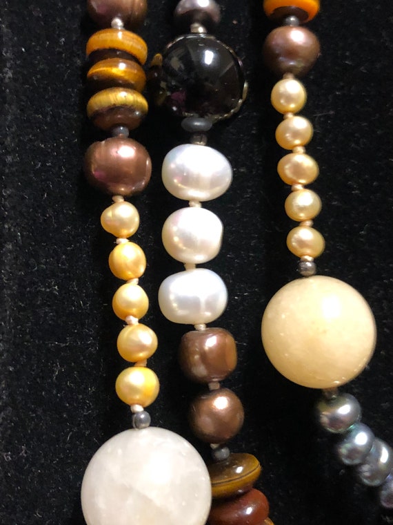 Honey jade and black onyx with tigers eye beads n… - image 4