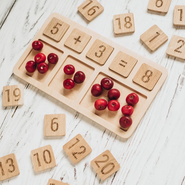 Wooden Math Board for Children|  Early addition and subtraction learning| Children education| Montessori Homeschool Math