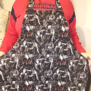 Adult apron ~ villains apron ~ Valentine apron ~ cooking apron ~ baking apron ~ one size apron ~ Black apron ~ bib apron ~ handmade apron