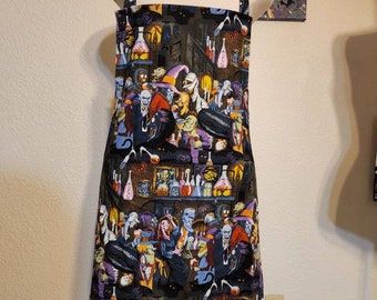 Halloweenschort ~ monsterfeestschort ~ feestschort ~ spookachtig schort ~ monsters ~ kookschort ~ zwart schort ~ bedrukte schort ~ kookschort