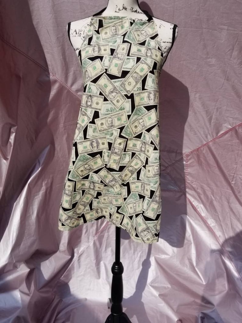 Adult Money Apron ~ Dollar bill print Apron ~ Fun Apron ~ One size Apron ~ Fun Print Aprons ~ Unisex Apron