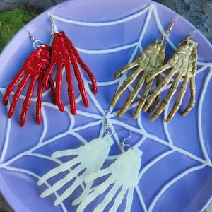 Skeleton hands earrings ~ glow in the dark earrings ~ halloween earrings ~ hand earrings ~ spooky earrings ~ skeleton jewelry