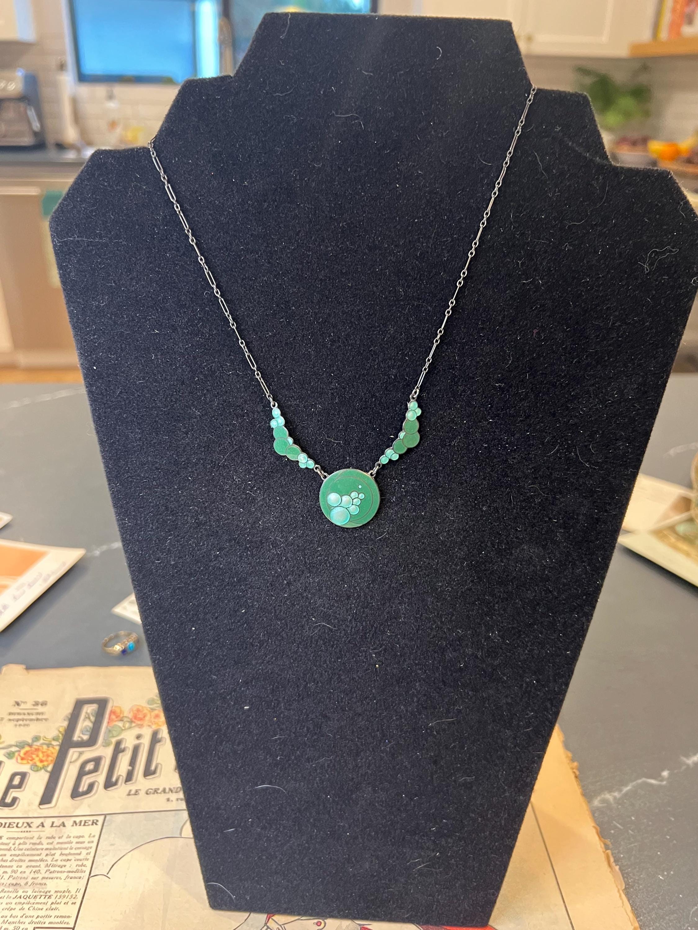 Art Deco Enamel and Sterling Silver Bubble Necklace Hallmarked - Etsy