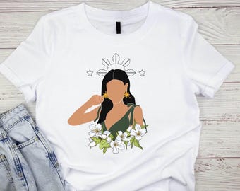 ADULT KIDS Filipinina Girl Camiseta, Pinay, Filipiana, Camiseta de inspiración filipina, Camiseta de la reina filipina