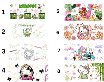 UV DTF 16oz Tumbler Wraps, Kawaii Cute Character Cup Wrap, Kawaii Black Purple, Cute Wraps, Cat, Kawaii Frog, NOT Digital Item