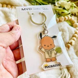 KEYCHAIN-Kawaii Filipino Dog In Barong Keychain, Filipino Inspired, Filipino Clothes, Filipino Culture Keychain, Silver Keyring, Acrylic