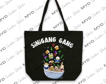TOTE-Sinigang Gang Black Tote, Zipper Totes, Black Totes, Asian Girl, Filipina Food Tote, Filipino Stew, Filipino Inspired