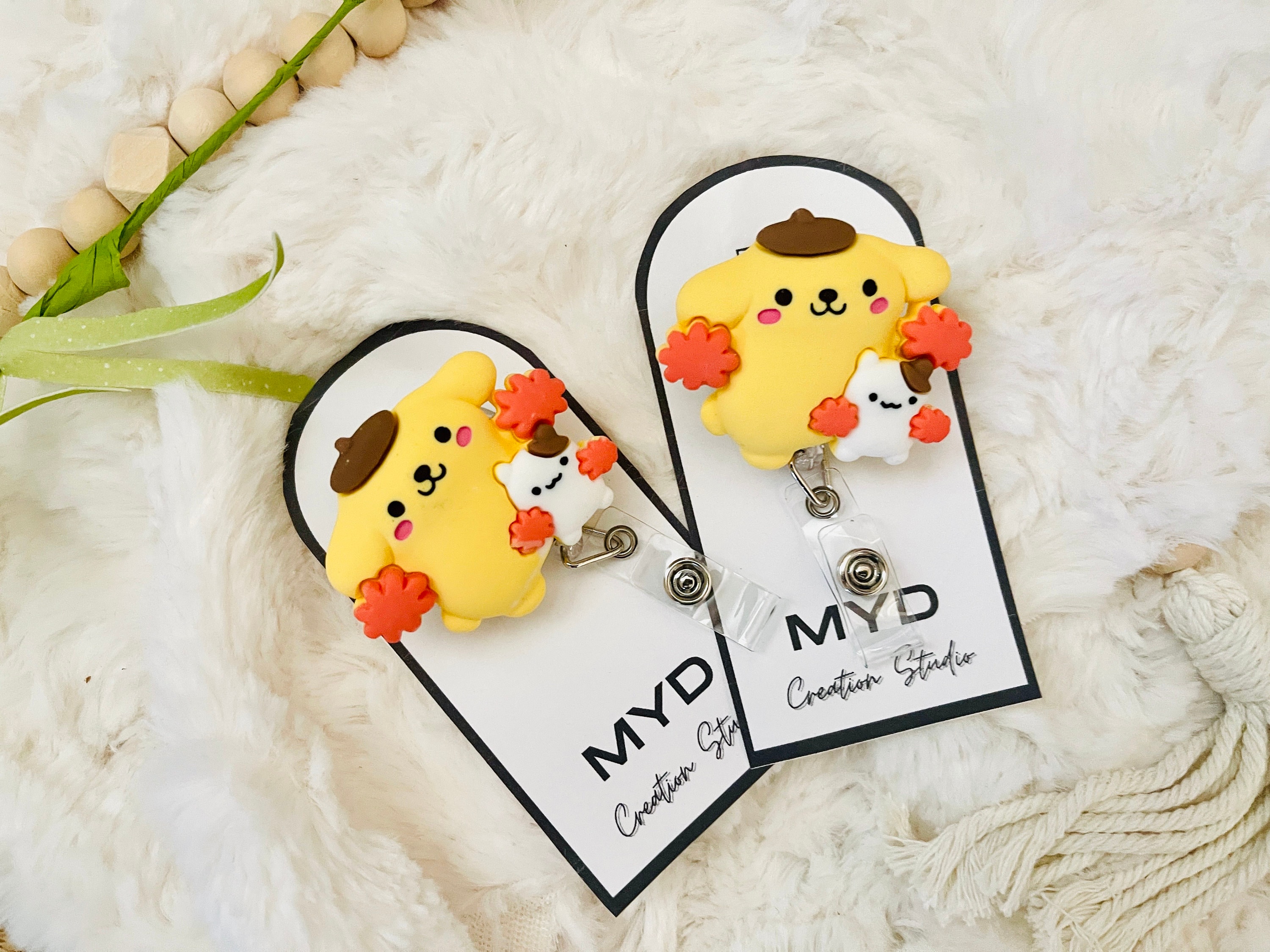 Yellow Golden Retriever Kawaii Dog Retractable Badge Reel, Swivel Alligator  Clip, Clay Badge Reel, Cute Kawaii Character, Cartoon Character 