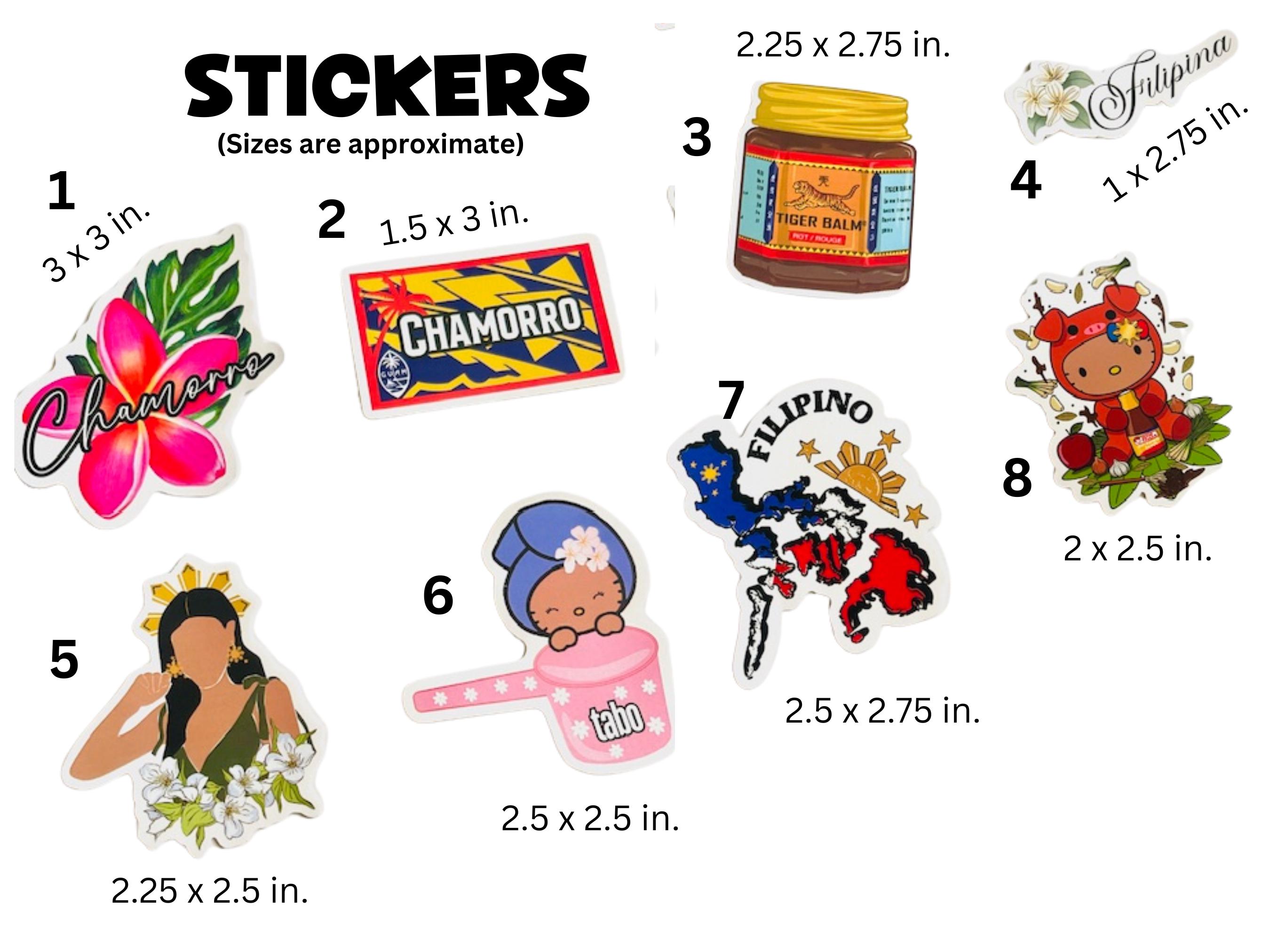 STICKERS Chamorro, Filipina Girl, Filipino State, Kawaii Tabo, Tiger Balm, Lechon Pig Stickers, Culture Stickers, Polynesian, Foodie Sticker