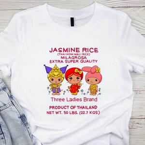 ADULT Kawaii Jasmine Rice Tshirt, Three Ladies Rice, Asian Inspired Tshirts, Cute Kawaii Shirts