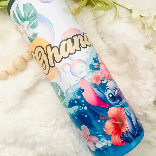 Hawaii Alien Ohana Dual Lid, Twist Off Water Bottle 20 oz Tumbler, Cute Kawaii Alien, Family, Hawaii inspired, Metal Drinkware