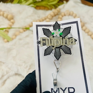 BADGE REEL-Filipina Sun Retractable Badge Reel, Filipino Thing, Alligator Clip, Filipina Pride, Pinay, Filipino Culture, Swivel Clip