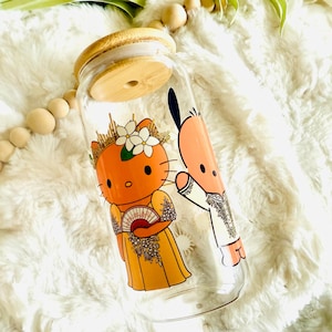 Tumbler Filipino Inspired Kawaii Cat And Dog 16oz , Filipino Culture, Filipino Barong, Filipina Tumbler, Maria Clara
