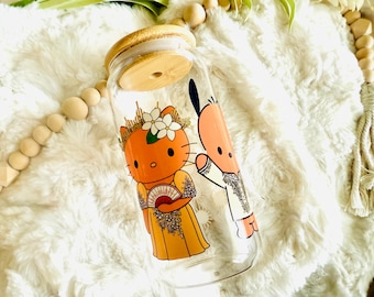 Tumbler Filipino Inspired Kawaii Cat And Dog 16oz , Filipino Culture, Filipino Barong, Filipina Tumbler, Maria Clara