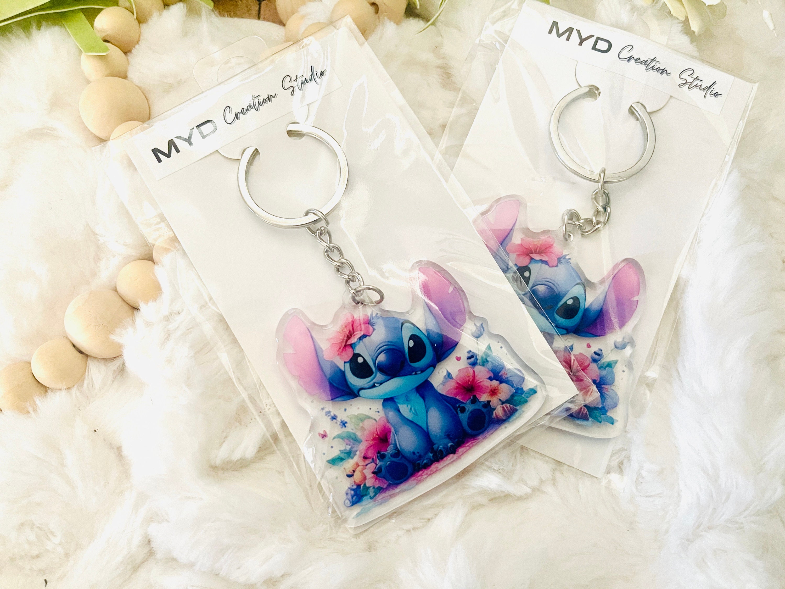 Keychain-blue Cartoon Kawaii Character Keychain, Alien Inspired, Hawaii ...