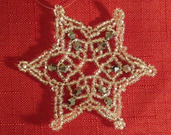 Silver Beaded Snowflake Ornament