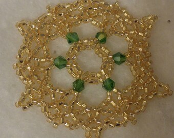 Gold Beaded Snowflake Ornament