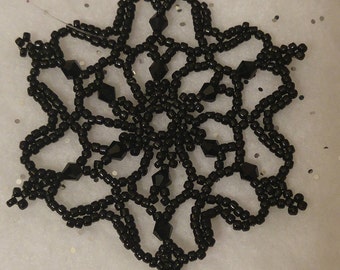 Black Beaded Snowflake Ornament