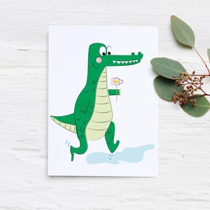 Tarjeta de cumpleaños para niños: ¡Cocodrilo feliz! - Interior en blanco - Envío GRATUITO al Reino Unido