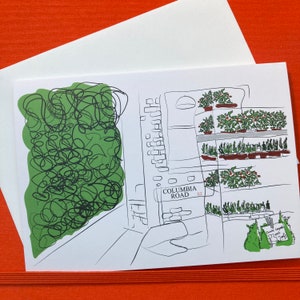 Tarjeta de felicitación - Mercado de flores de Columbia Road (Londres) - Interior en blanco - Entrega GRATUITA en Reino Unido