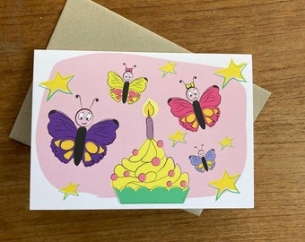 Butterfly 1st birthday card - Blank inside - FREE UK delivery