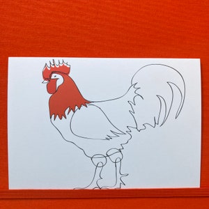 Carte de voeux coq - Vierge à l'intérieur - Livraison GRATUITE au Royaume-Uni
