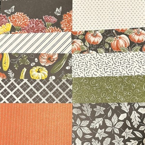 Rustic Harvest Fall Pumpkins Gourds Stampin&#39; Up Retired 2023 Designer Series Paper 6&quot; X 6&quot; Sampler DSP