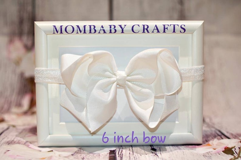 valentine\u2019s gift White Baby Headband Big Bow baby head band White girl hair bow toddler hair bow valentines infant