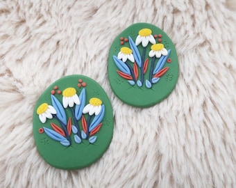 Daisy Earrings, Polymer Clay Earrings