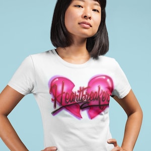 Airbrushed T-shirt * Heartbreaker * You Choose Color * You Choose Name