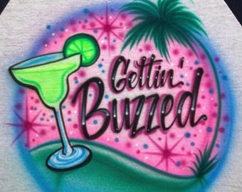 Airbrush T-Shirt - Erste Buzzed - Margarita - Palme