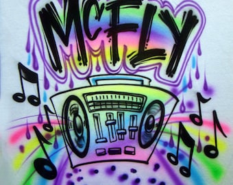 Airbrush T-shirt - 80&#39;s - 90&#39;s  - Boom box - Hip Hop - Music - Graffiti
