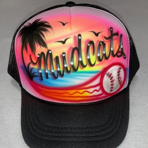 Airbrushed Trucker Hat * Beach * Baseball * Softball * Your Sport