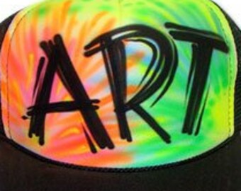 Airbrushed Trucker Hat * Black Light * Your Wording