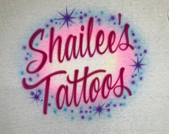 Airbrushed T-Shirt * Your One or Two Words * You Choose Colors