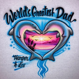Airbrush-T-shirt * Dolphins Heart * Beach * Love
