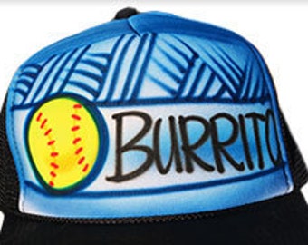 Airbrushed Trucker Hat * Softball * Any Name