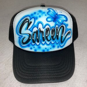 Airbrushed Trucker Hat * Butterfly * Your name/word(s)