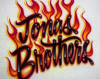 Flames airbrushed t-shirt - Two Words